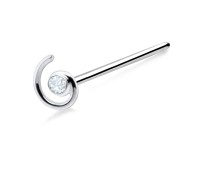 Circular Stone Comma Shaped Straight Nose Stud NSKA-668